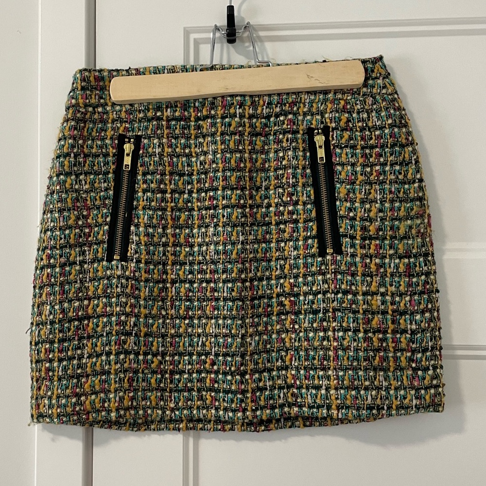 J. Crew wool plaid skirt, size zero, great condition.